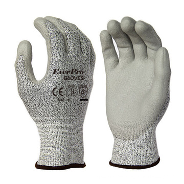 Gray HPPE Anti Cut PU Coated Gloves With Cut Level 3